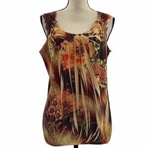BLEU Velvet Multicolor Floral Tank Blouse Large